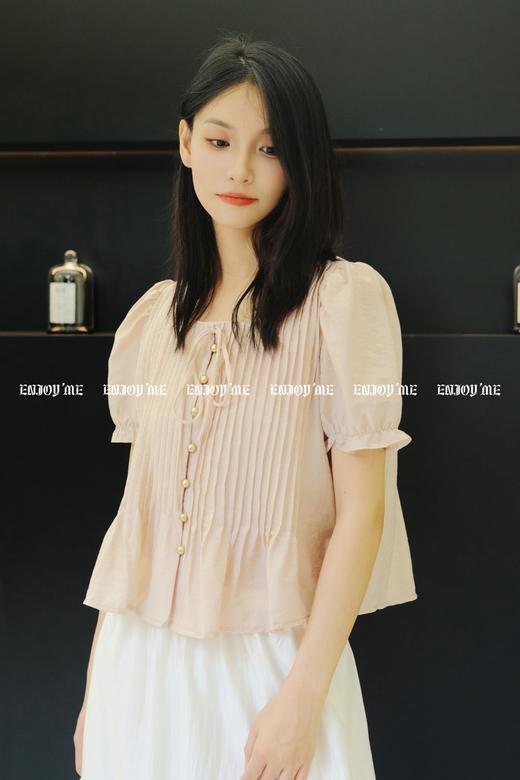 【门店同款】ENJOY夏季甜美压褶荷叶摆上衣 157994314 商品图0