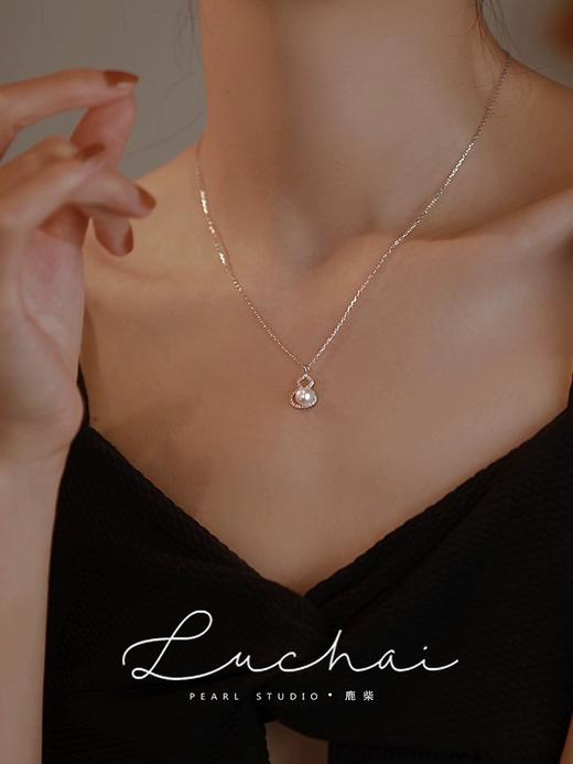 天然淡水湖纯银葫芦吊坠耳环套盒 商品图2