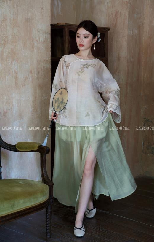 【门店同款】ENJOY夏季云敛-只此青绿开叉半裙 157899552 商品图0