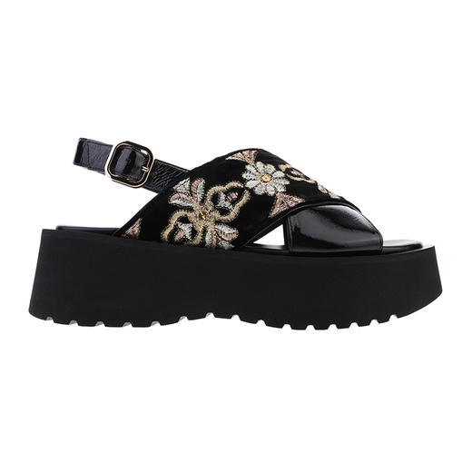 sheme蝶雨彩虹系列 刺绣点缀 厚底交叉 增高显腿长 新中式女士凉鞋可定制 商品图0