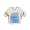 谜底条纹针织衫短袖女2024夏季新品文艺风圆领套头上衣242MZ0888 商品缩略图4
