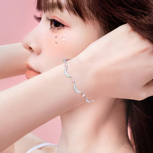 【心月之恋手链-粉银款】Fanci范琦银饰 幻梦心月系列 轻奢小众生日礼物送女友 商品图4