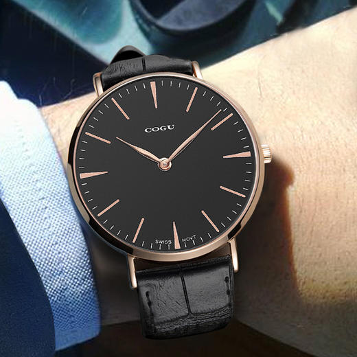 【精选】COGU男士石英超薄简约腕表（两色可选） 商品图0