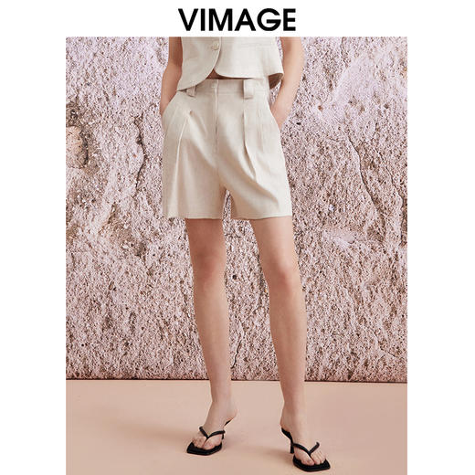 VIMAGE纬漫纪夏季新款时尚休闲高腰显瘦通勤阔腿短裤V2105734 商品图4