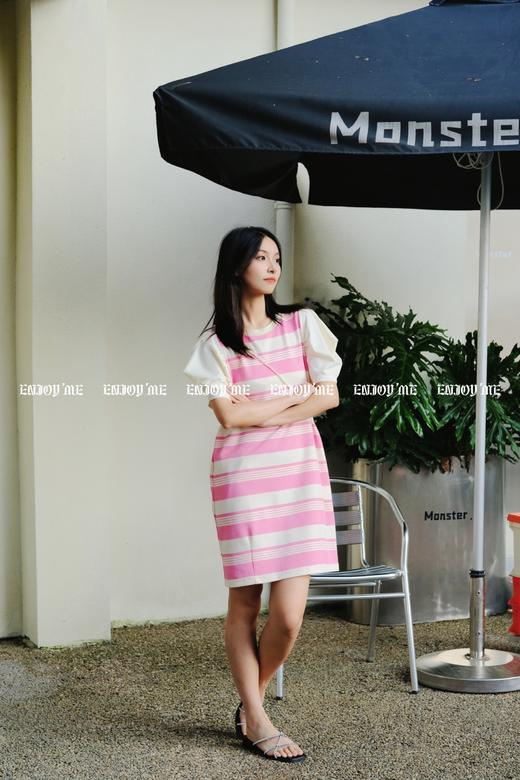 【门店同款】ENJOY夏季珍珠包撞色条纹连衣裙 157993231 商品图8