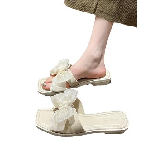 「19.9包邮！数款可选」2024新款韩版蝴蝶结拖鞋 厚蕾丝凉拖鞋女夏季外穿防滑凉拖 商品图4