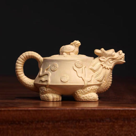 龙龟把把壶°黄杨木摆件 商品图2