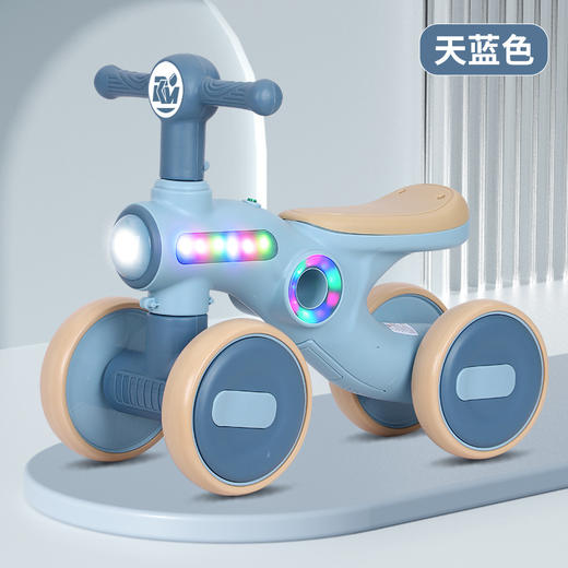 【音乐灯光！高颜值儿童滑行车】儿童滑行学步车1-3岁男女宝宝无脚踏防侧翻四轮滑滑车扭扭车溜车，四轮加宽设计，配合低重心设计，避免侧翻发生。ry 商品图5