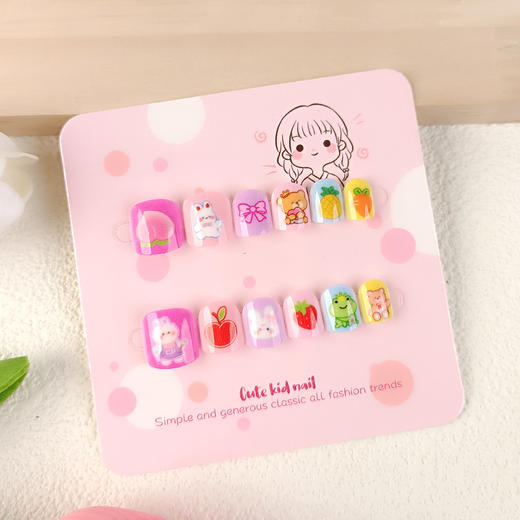 【9.9抢12片！多巴胺可爱美甲贴】随贴随卸，果冻胶款儿童穿戴甲美甲12片系列指甲贴片卡通甲片 商品图6