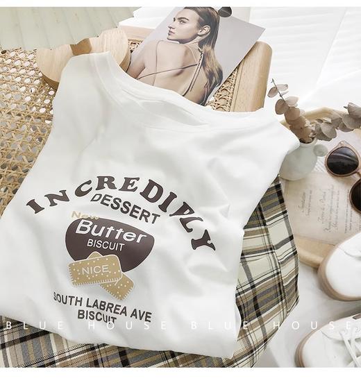 夏季潮ins【纯棉短袖T恤女装】韩版宽松正肩圆领半袖女士薄款 时尚上衣  商品图5