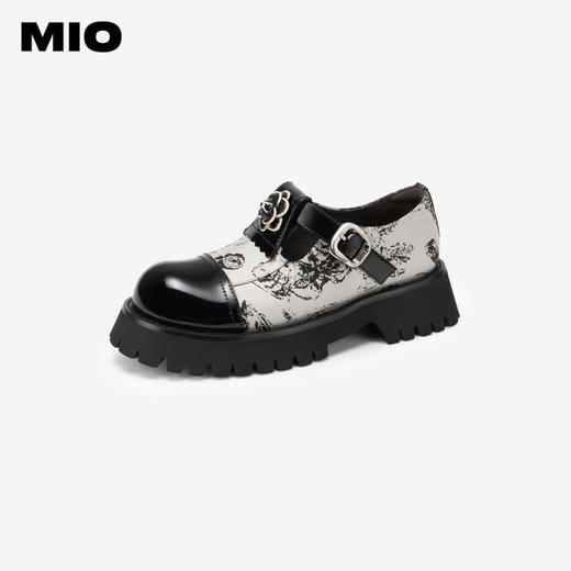 MIO米奥秋季中跟单鞋复古山茶花显高厚底时髦玛丽珍鞋女鞋M244514467 商品图1