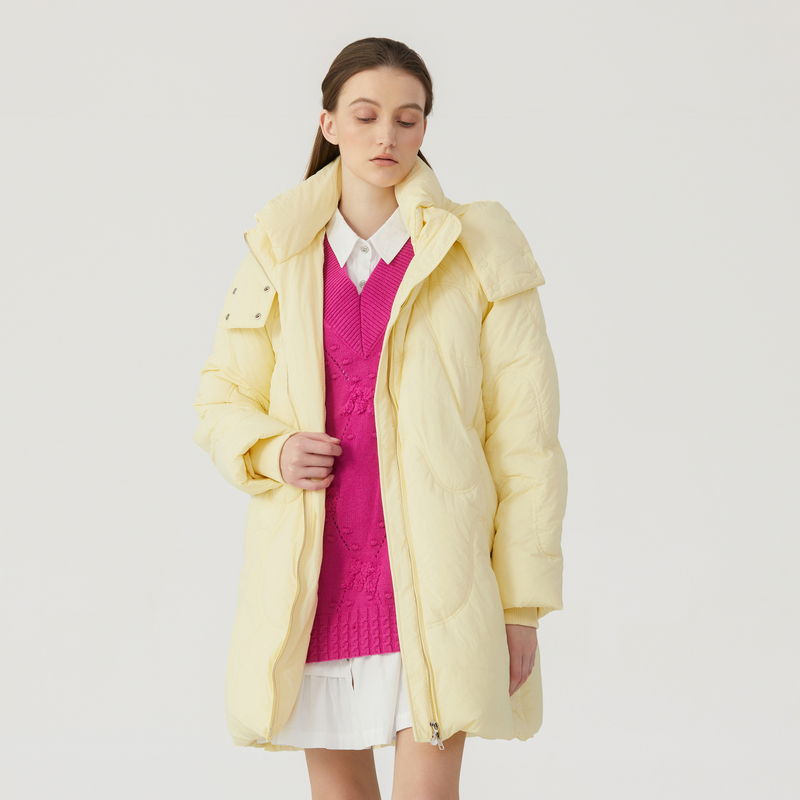 谜底中长款羽绒服女2023冬款设计感宽松保暖鹅绒面包服234MY1469