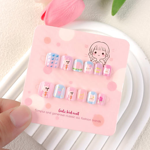 【9.9抢12片！多巴胺可爱美甲贴】随贴随卸，果冻胶款儿童穿戴甲美甲12片系列指甲贴片卡通甲片 商品图1