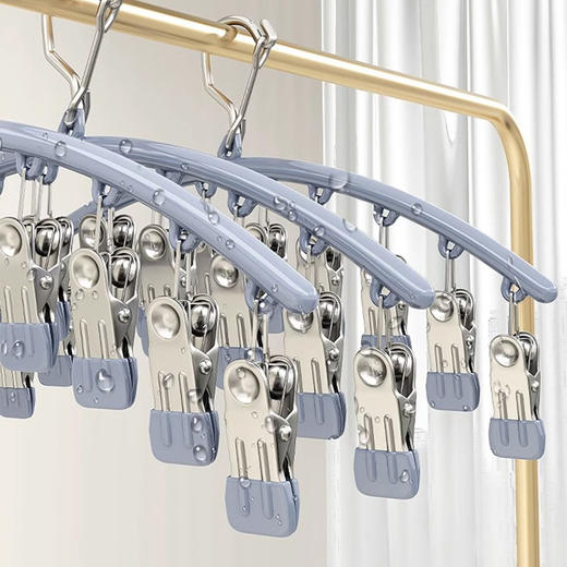 「买1送1！19.9到手两支」家用不锈钢防风夹子 晾晒袜子多功能收纳整理无痕内衣弧形浸塑裤夹 商品图3