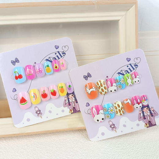 【9.9抢12片！多巴胺可爱美甲贴】随贴随卸，果冻胶款儿童穿戴甲美甲12片系列指甲贴片卡通甲片 商品图2