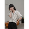 鹿向南【手工绣花】短袖v领针织开衫薄款女设计感修身显瘦上衣夏LXN17338 商品缩略图1
