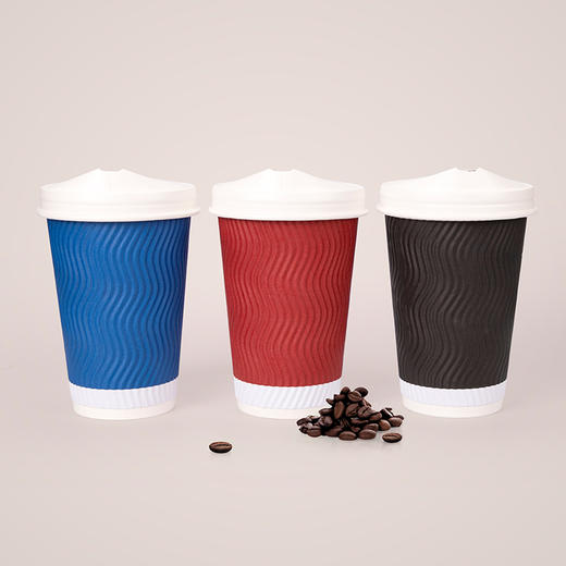 喇叭花咖啡杯双层纸杯一次性咖啡杯奶茶纸杯外卖打包带盖热饮直饮凸嘴盖 商品图2