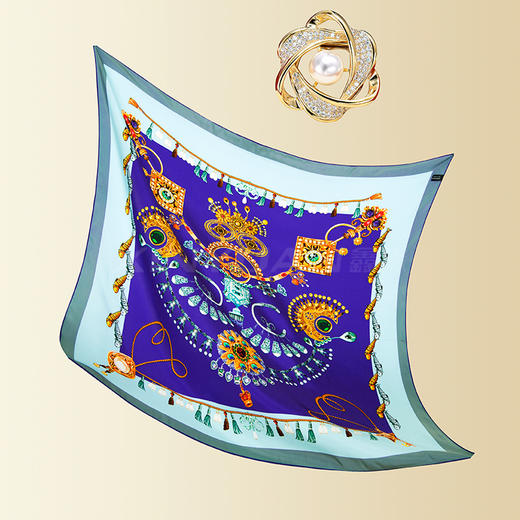 高端真丝双面喷绘方巾   GD0016 商品图2