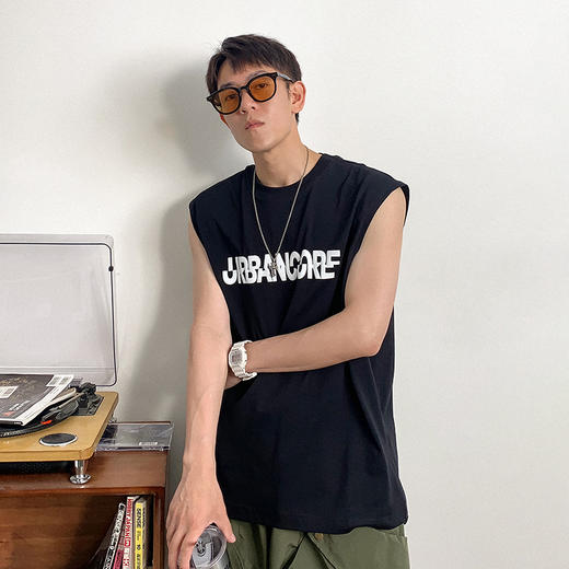 徐太浪时尚字母印花修身汗背心男夏季潮流百搭运动坎肩无袖体恤衫 商品图1