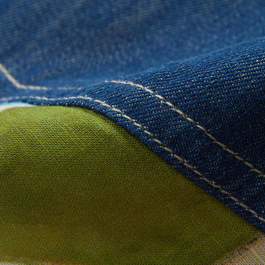 谜底衬衫式连衣裙中袖女2024夏新款牛仔拼接花色直筒裙247ML5102 商品图3