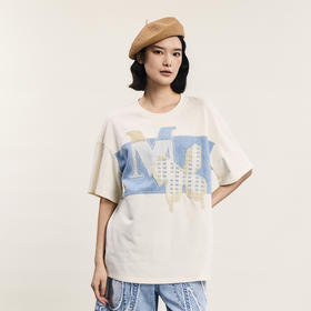 谜底中长款T恤短袖女2024年夏季新品文艺风圆领绣花上衣242MT0593