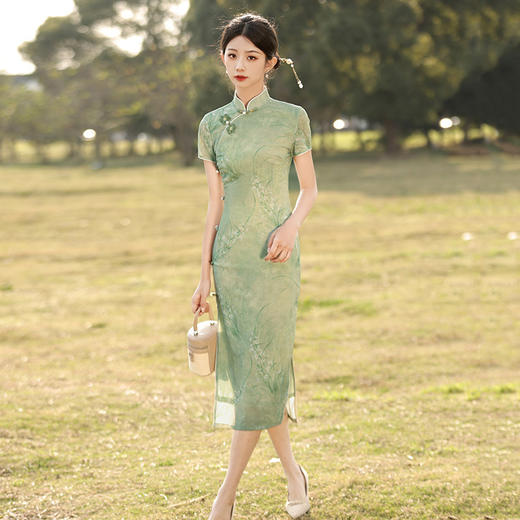 日常可穿复古修身传统八扣改良长款旗袍连衣裙ZQ- SC18719 商品图2