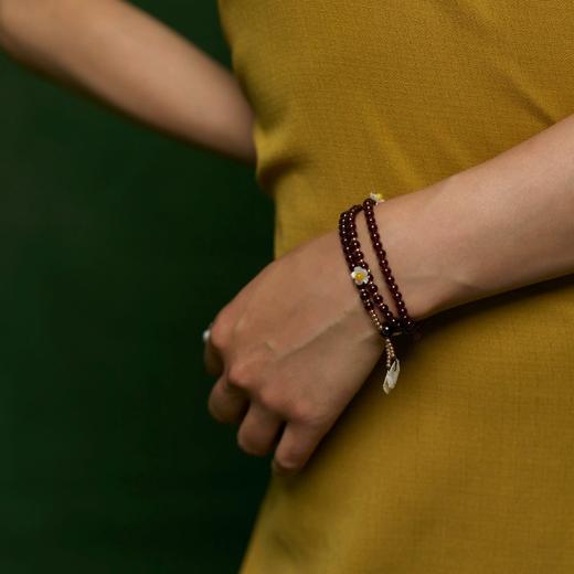 天然石榴石贝壳花朵三圈手串 搭配蜜蜡精致气质礼物国庆闪购 商品图1