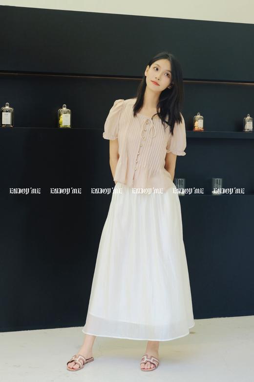 【门店同款】ENJOY夏季甜美压褶荷叶摆上衣 157994314 商品图1