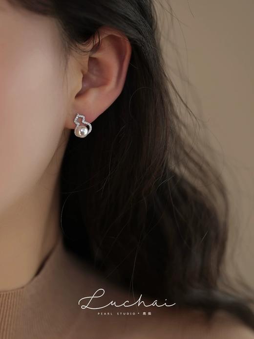 天然淡水湖纯银葫芦吊坠耳环套盒 商品图5