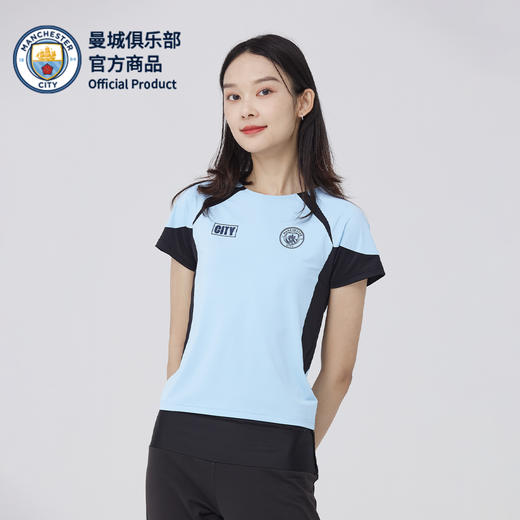 曼城俱乐部官方商品丨黑蓝拼接女士速干T恤夏季户外运动T恤足球迷 商品图3