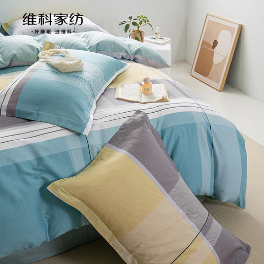 【维科家纺】全棉四件套100纯棉简约床品清新四季被套三件套1.5米1.8 商品图1