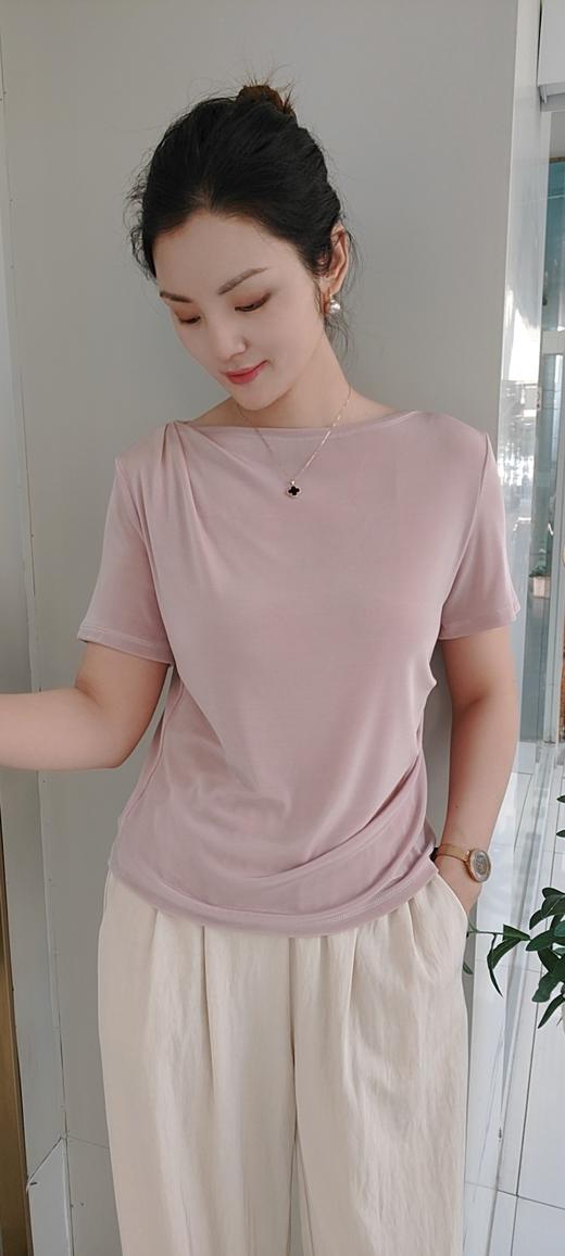 486680黑 粉 灰 进口三LING重磅三醋酸高弹力时尚气质款弹力针织上衣 商品图5