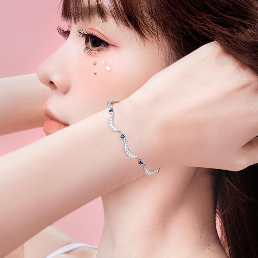 【心月之恋手链黑银款】Fanci范琦银饰 幻梦心月系列 生日礼物送女友 商品图4