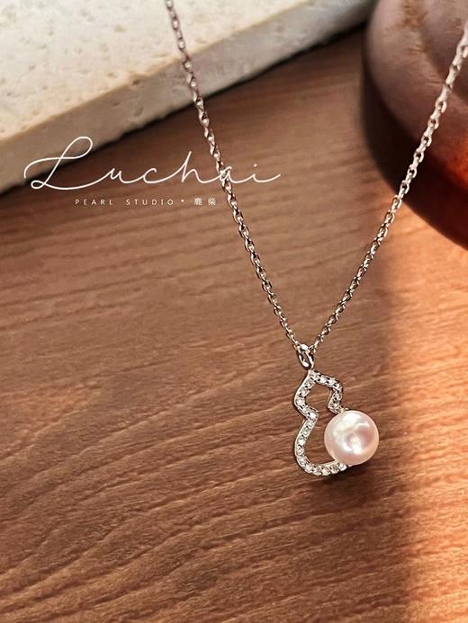 天然淡水湖纯银葫芦吊坠耳环套盒 商品图3