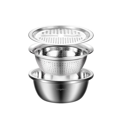 【小家电】龙的longde厨房三宝多功能切菜器切丝切片萝卜土豆丝器刨丝器洗菜盆沥水盘厨房三件套 LD-CJ891-3 HF 商品图6