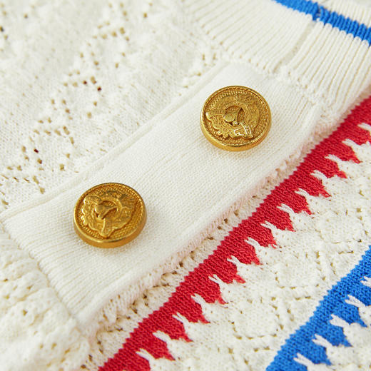 谜底条纹针织衫短袖女2024夏季新品文艺风圆领套头上衣242MZ0888 商品图3