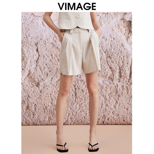 VIMAGE纬漫纪夏季新款时尚休闲高腰显瘦通勤阔腿短裤V2105734 商品图2