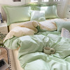 【维科家纺】素色全棉四件套纯棉简约床品撞色被套三件套（绿黄） 商品缩略图3