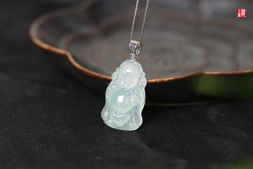 天然翡翠【财神】吊坠 镶嵌：18k 金扣 商品图2