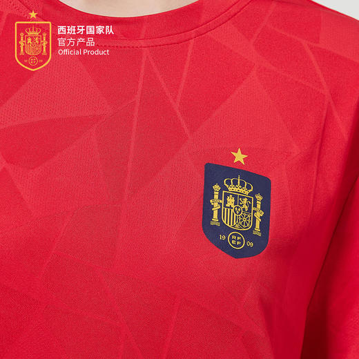 西班牙国家队官方商品丨欧洲杯限定款红色暗纹T恤夏季透气足球迷 商品图4