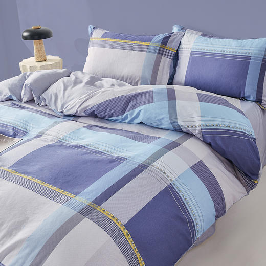 【维科家纺】全棉四件套纯棉被套床单三件套简约撞色麦凯 商品图3