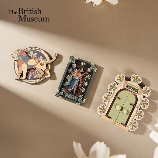 大英博物馆x苏州博物馆亚述系列 生命之树开门  狮子旋转 圣人浮雕 木制冰箱贴 商品图0