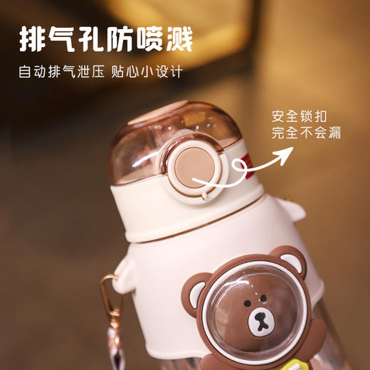 【软萌治愈饮水时刻！可爱乐趣小熊杯】颜值当担，出场即是主场，多重锁水设计，外出携带更安心，高颜值卡通动物可爱吸管杯，学生卡通背带水壶L 商品图2