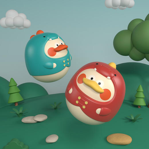 恐龙鸭婴儿不倒翁玩具1周岁宝宝安抚可咬益智早教摇铃3-6-12个月9 商品图1