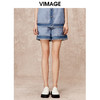 VIMAGE纬漫纪秋季新款时尚复古高腰显瘦通勤阔腿短裤V2205801 商品缩略图0