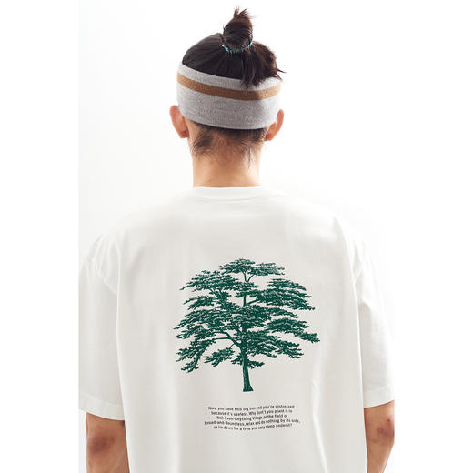 吃茶去chichaqu全棉圆领短袖T恤男女休闲宽松印花大树 商品图1