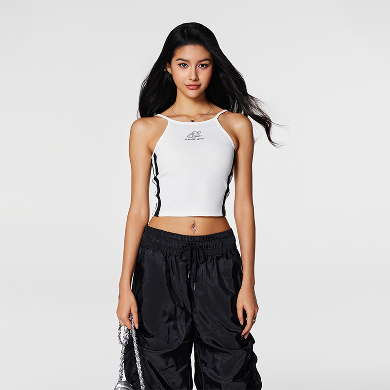 【Achock官方店】辣妹撞色织带设计吊带衫女潮牌高街打底运动背心