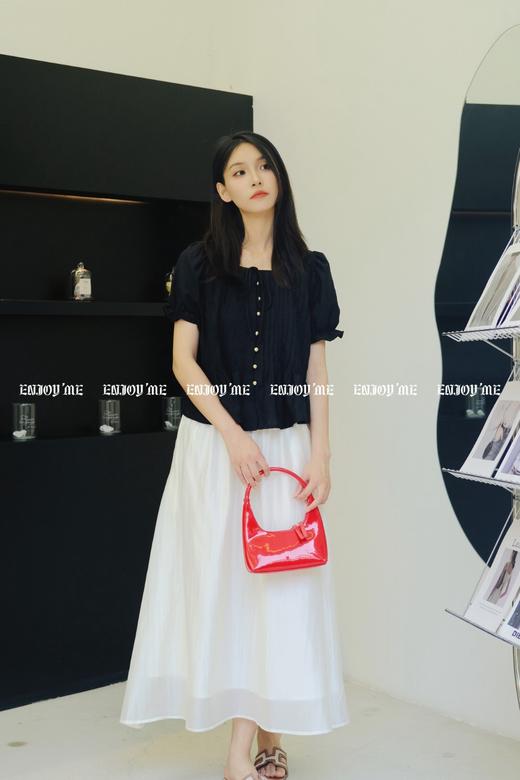 【门店同款】ENJOY夏季甜美压褶荷叶摆上衣 157994314 商品图3