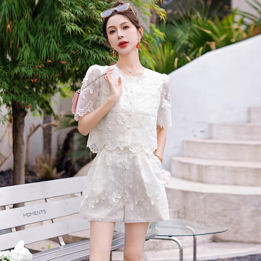 蕾丝刺绣小香风套装，减龄气质优雅温柔两件套HR-YJLY9819 商品图0