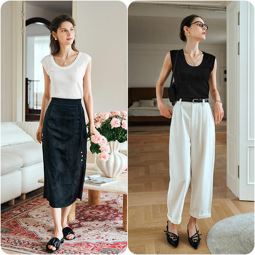 OLrain欧芮儿灰色无袖针织衫女夏季2024年新款简约百搭U领背心 商品图4